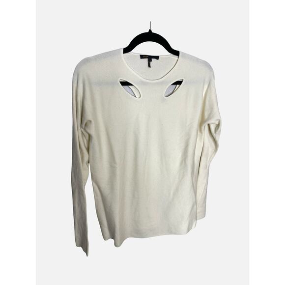 Maje Madisson Ecru Cut Out Ribbed Sweater - Picture 3 of 9